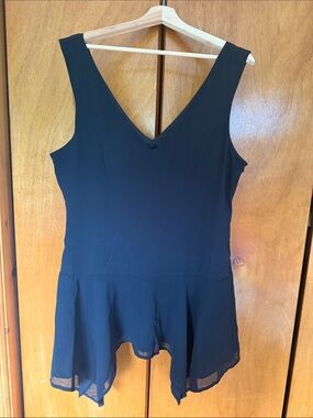 Women's Black V-Neck Flowy Tank Dress